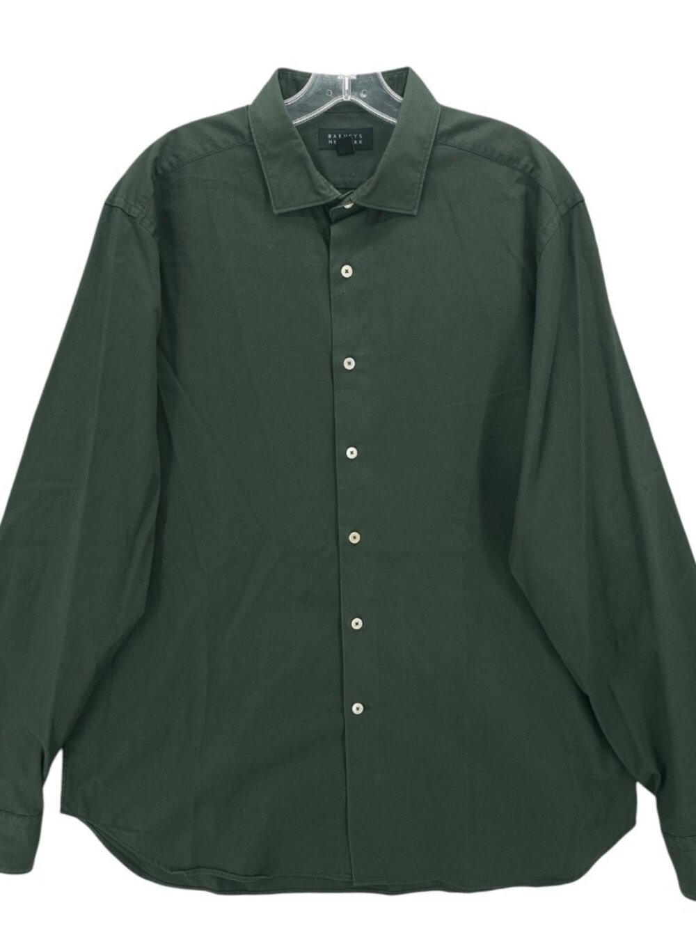 BARNEYS NEW YORK Men’s Dark Green Long Sleeve Shirt 100% Cotton Size XL